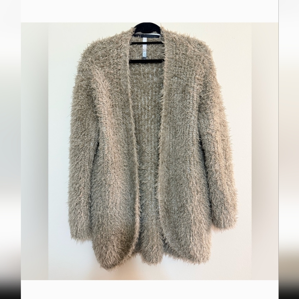 Kensie Taupe Fuzzy Cardigan